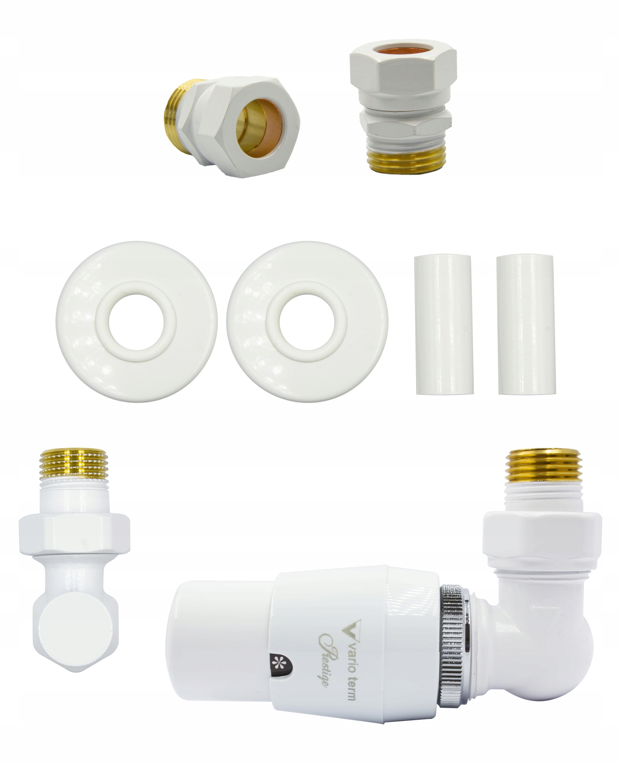 

Zawory term trójos Master biały +Cu+rozetyPR