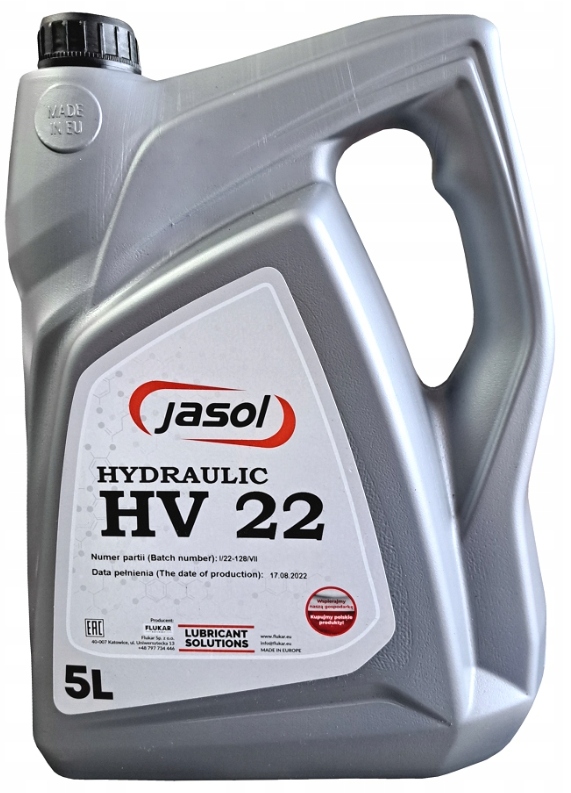 OLEJ HYDRAULICZNY JASOL HV 22 - - 5 litrów