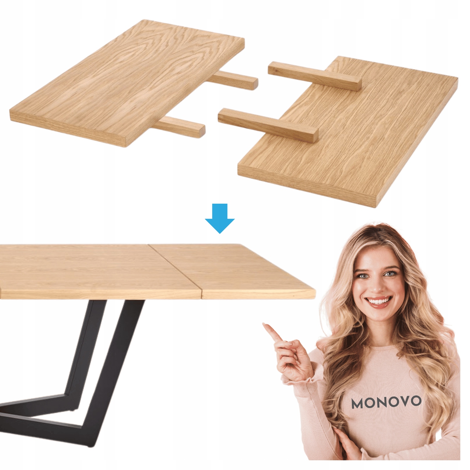 Przedłużki do Stołu Massive 2 45X90 Cm Komplet 2x Przedłużka Dąb Naturalny