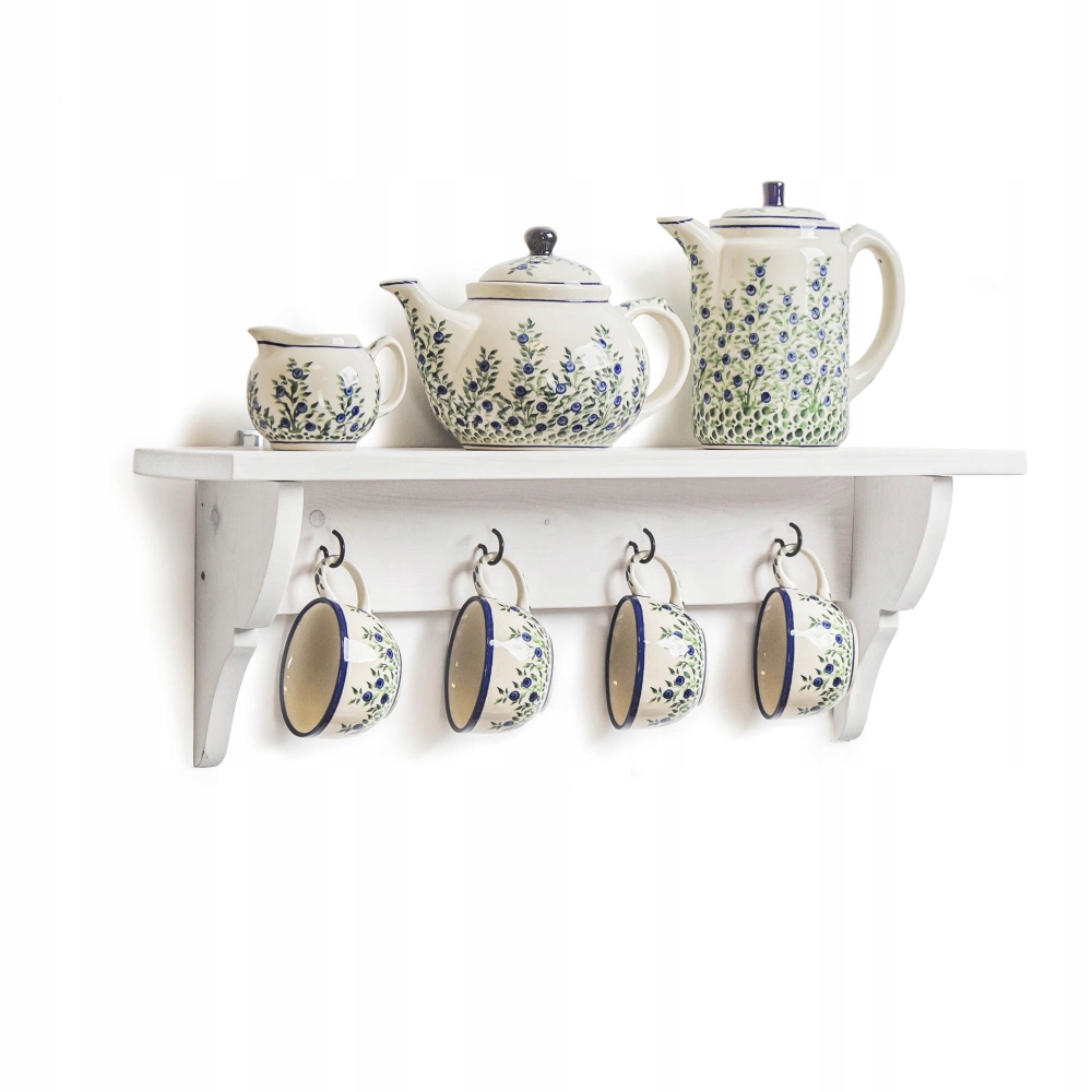 

Półka na ścianę Wisząca drewniana Vintage biała