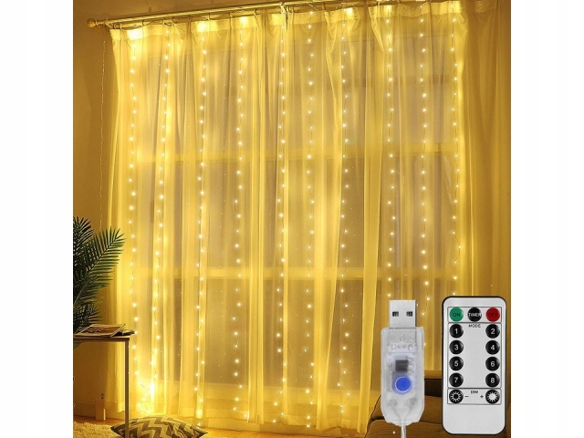 

Kurtyna Led Lampki Choinkowe Druciki 200 Usb Pilot
