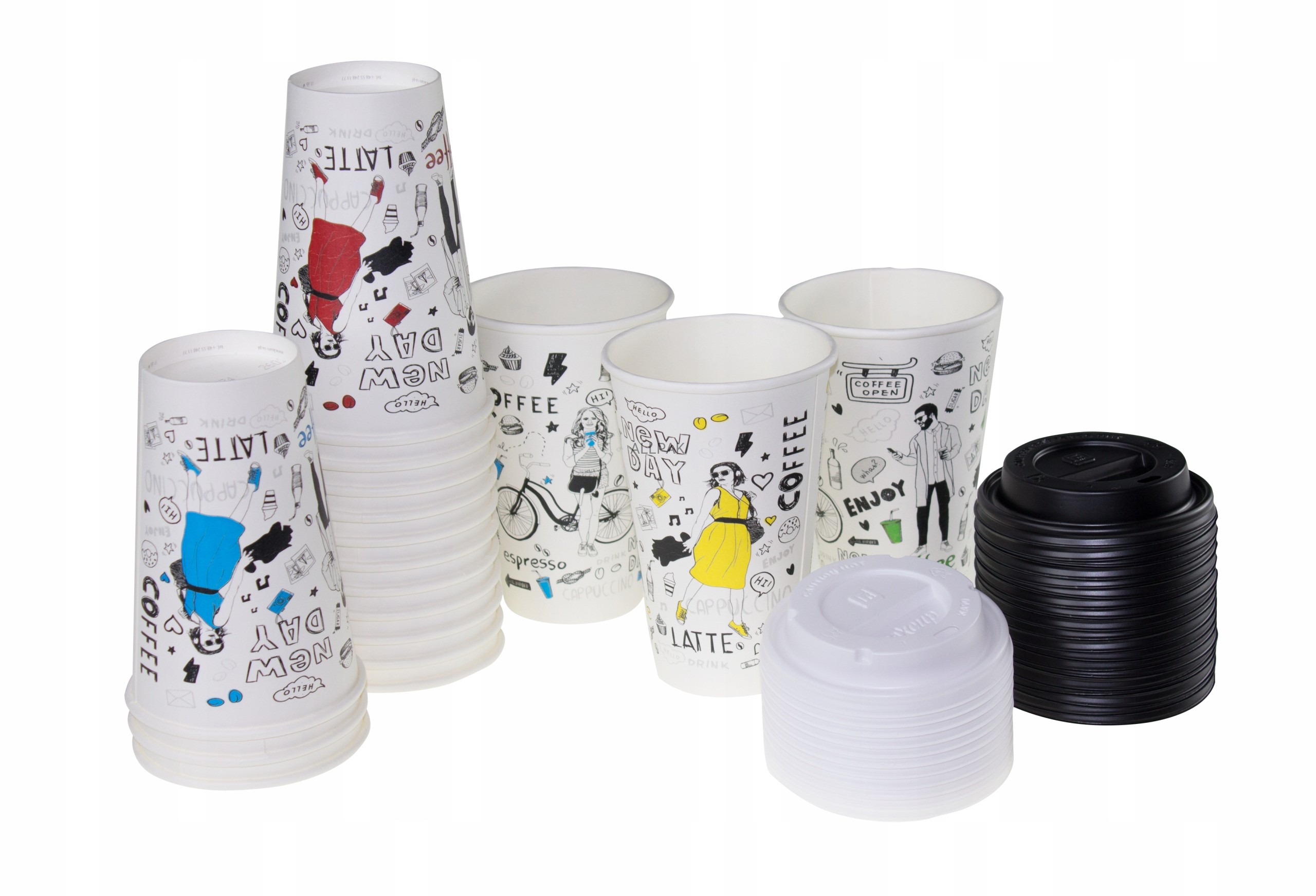 KUBKI PAPIEROWE DO KAWY NEW DAY 400ML + WIECZKA 50 SZTUK (do odsprzedaży) Kolor odcienie brązu i beżu