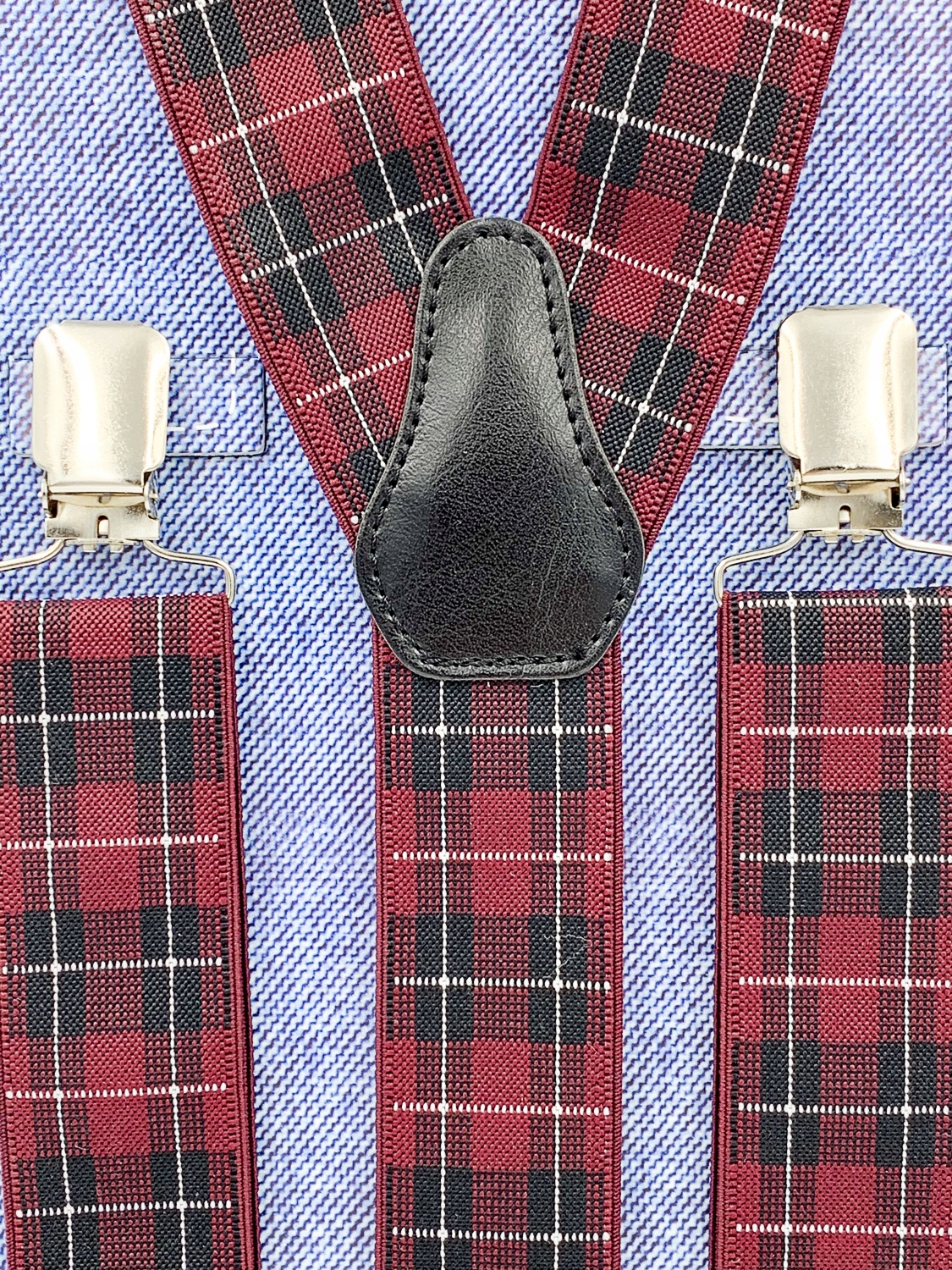 

Szkocka Kratka Bordowo Czarno Biała Szelki Męskie