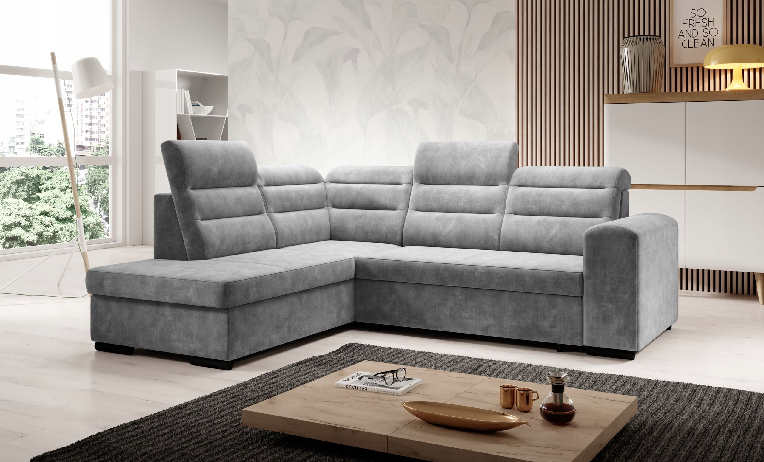 Rohová Sedací Souprava Cloud L s rozkladem a nastavitelnými opěrkami zad