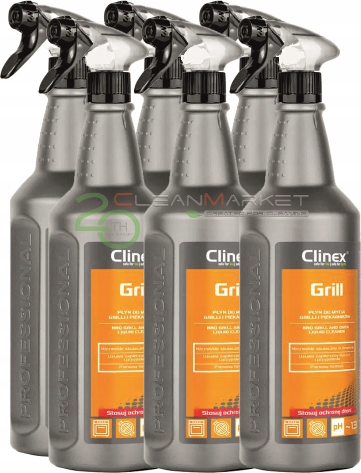 Levně Clinex Grill 1L Kapalina do trouby, krbů, grilu sada 6 ks