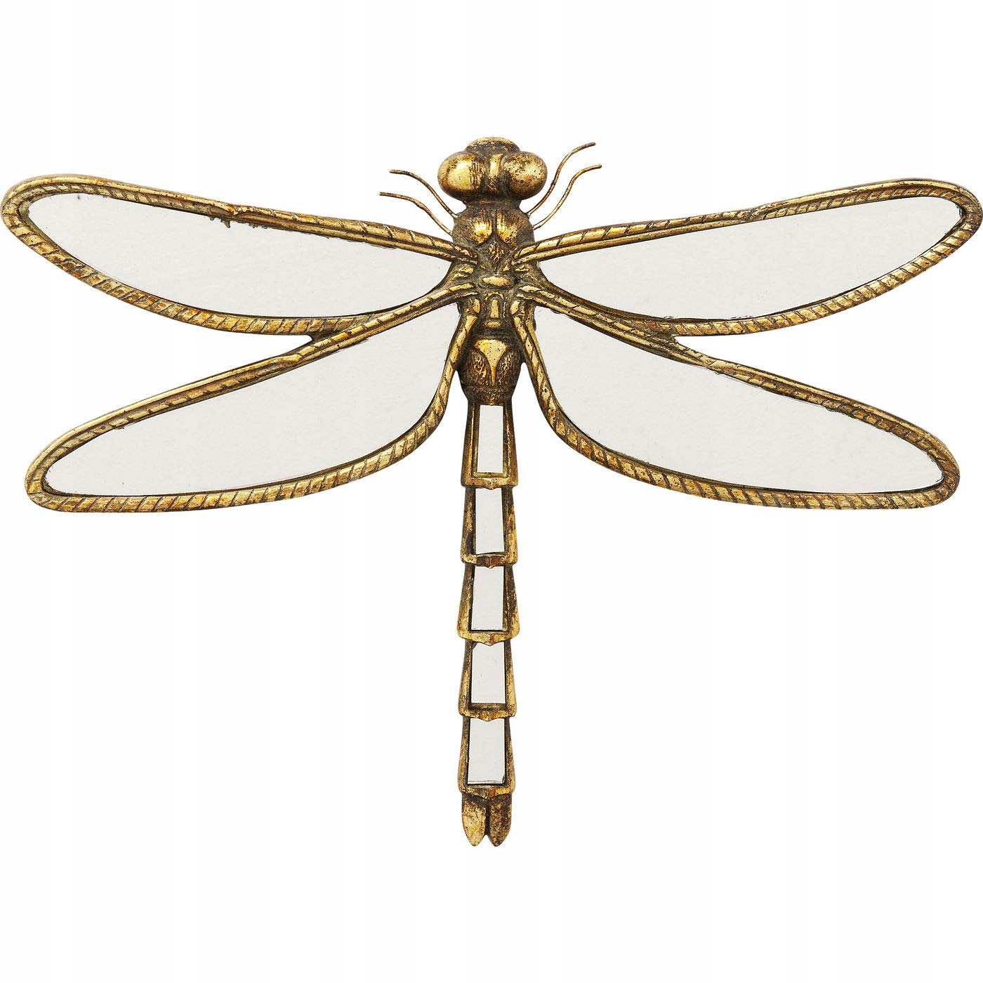 Kare Designový nástěnný objekt Dragonfly Mirror, zlato, 27 x 35 cm