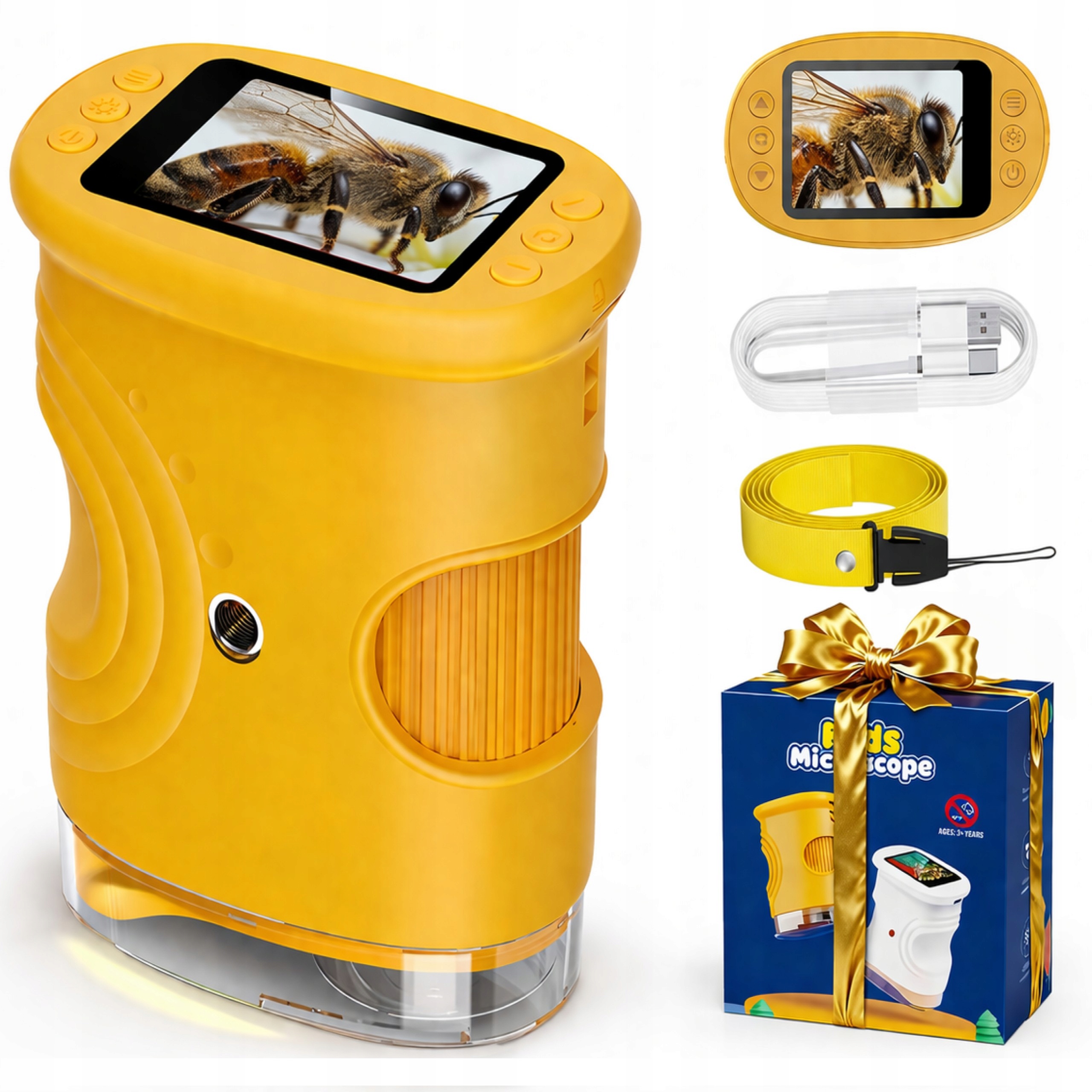 Mikroskop Cyfrowy Led Ekran 2mp Hd 1000x Usb Zestaw Edukacyjny Na Dzieci