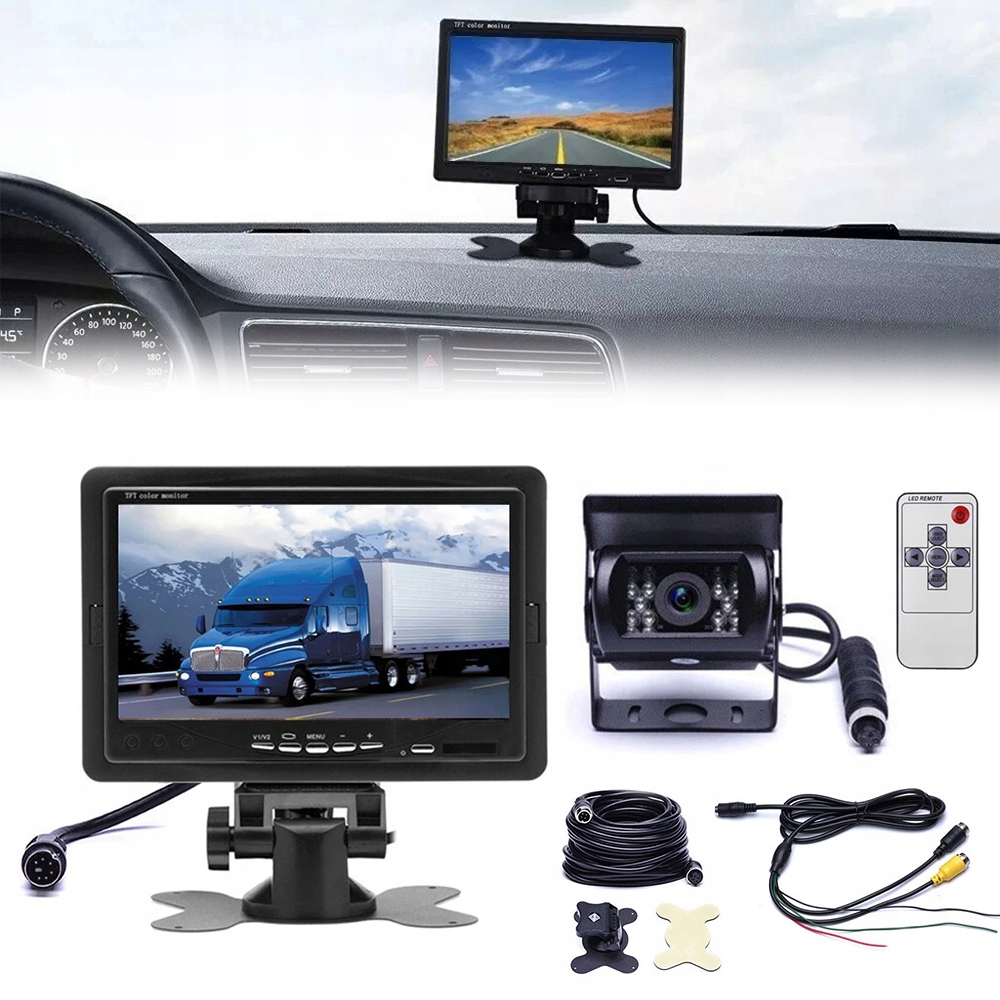 Couvací Kamera Monitor 7palcový Tft LCD Bus 10 m 12V/24V Držák