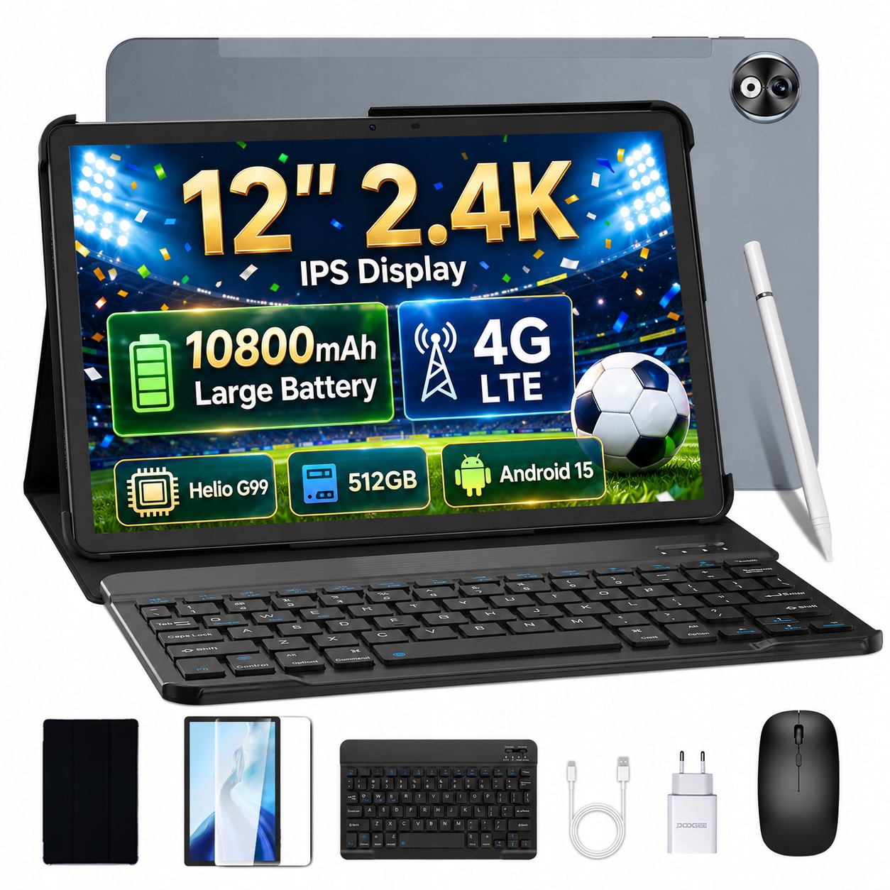 Tablet Doogee T40 Pro s klávesnicí 10800 mAh 12" 20/512 Gb 2.4K 4G Lte