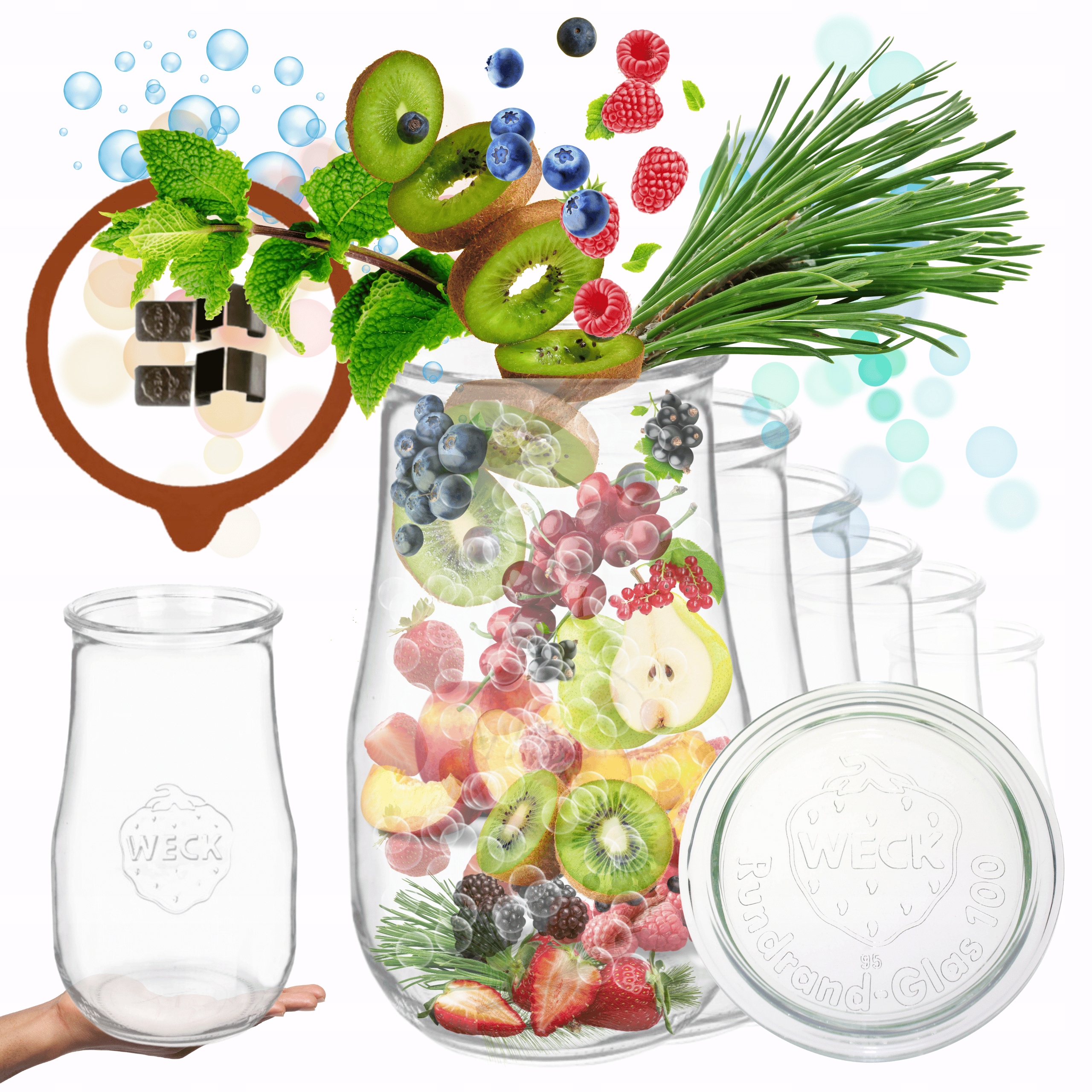 Poháre Weck 2,7 l váza Tulip žiaruvzdorné sponky veko gumička 12ks 2700 ml