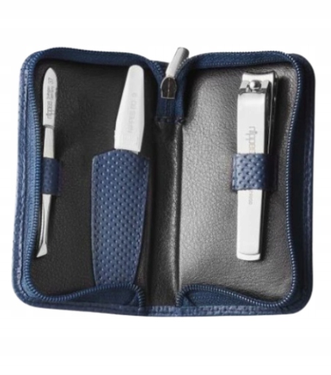 Nippes Solingen Cestovní Manikúra 3dílná modrý kožený obal 1 ks