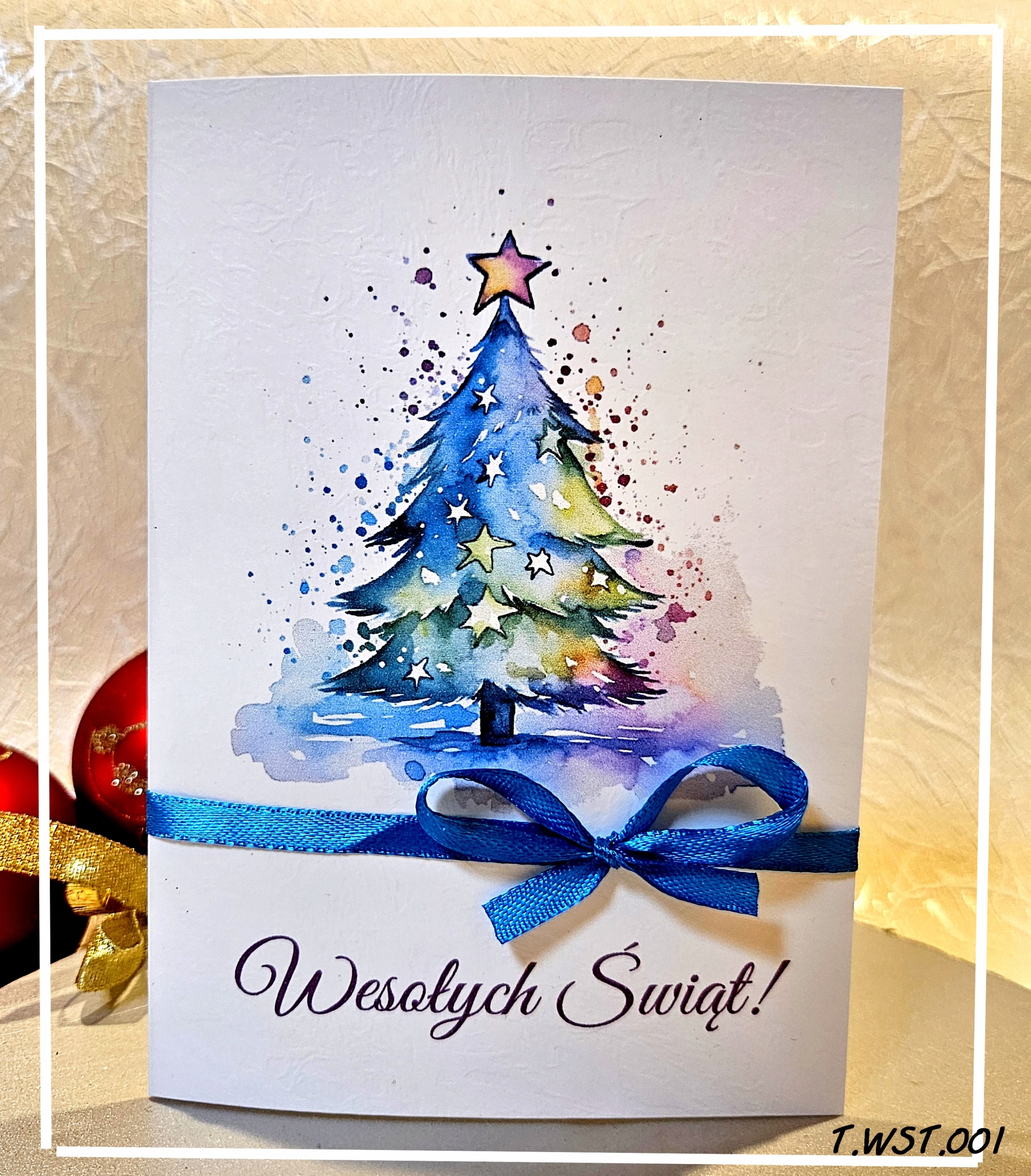 NOWOŚĆ FIRMOWE BIZNESOWE KARTKI ŚWIĄTECZNE Boże Narodzenie z LOGO WSTĄŻKA Kod producenta T.WST
