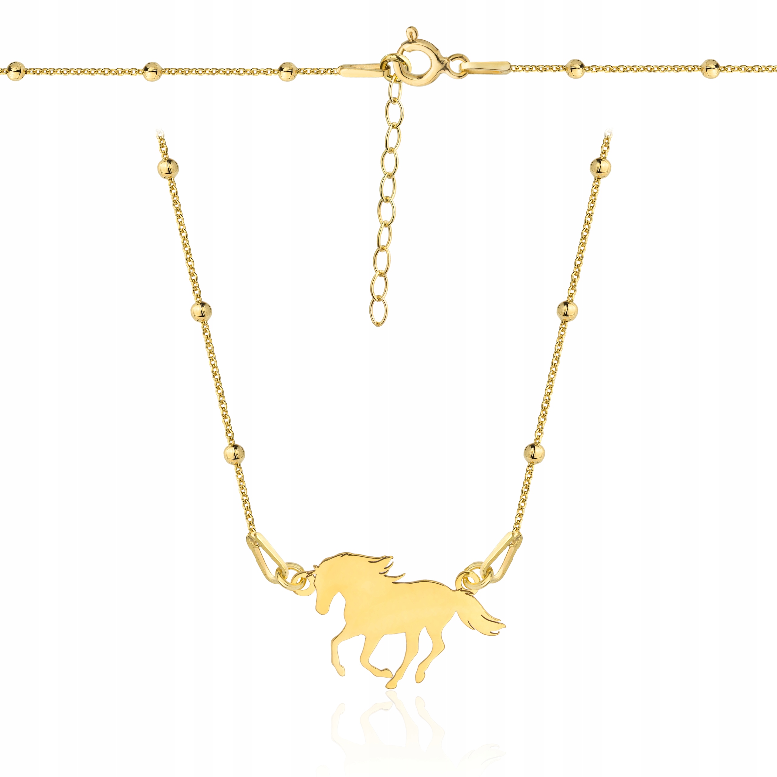 Zlatý kuličkový náhrdelník koník kůň gravírování sr 925