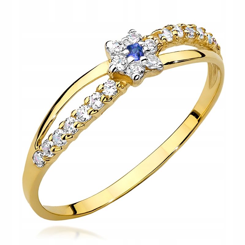 Złoty Pierścionek Zaręczynowy 333 8K Cyrkonie r11