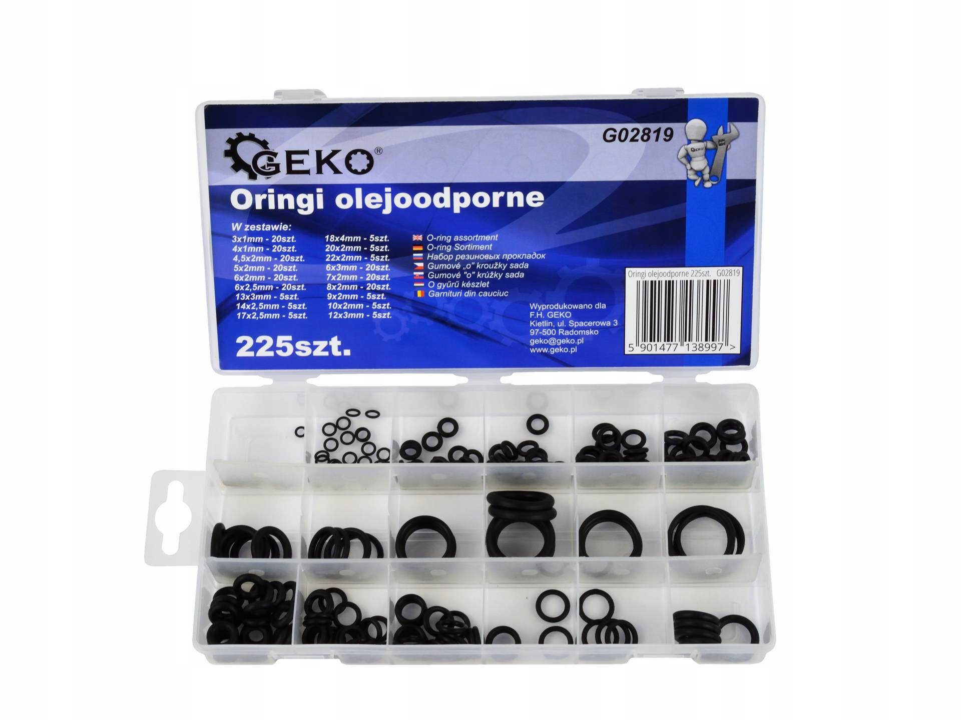 

Oringi Gumki Uszczelki Gumowe 225 Szt Olejoodporne