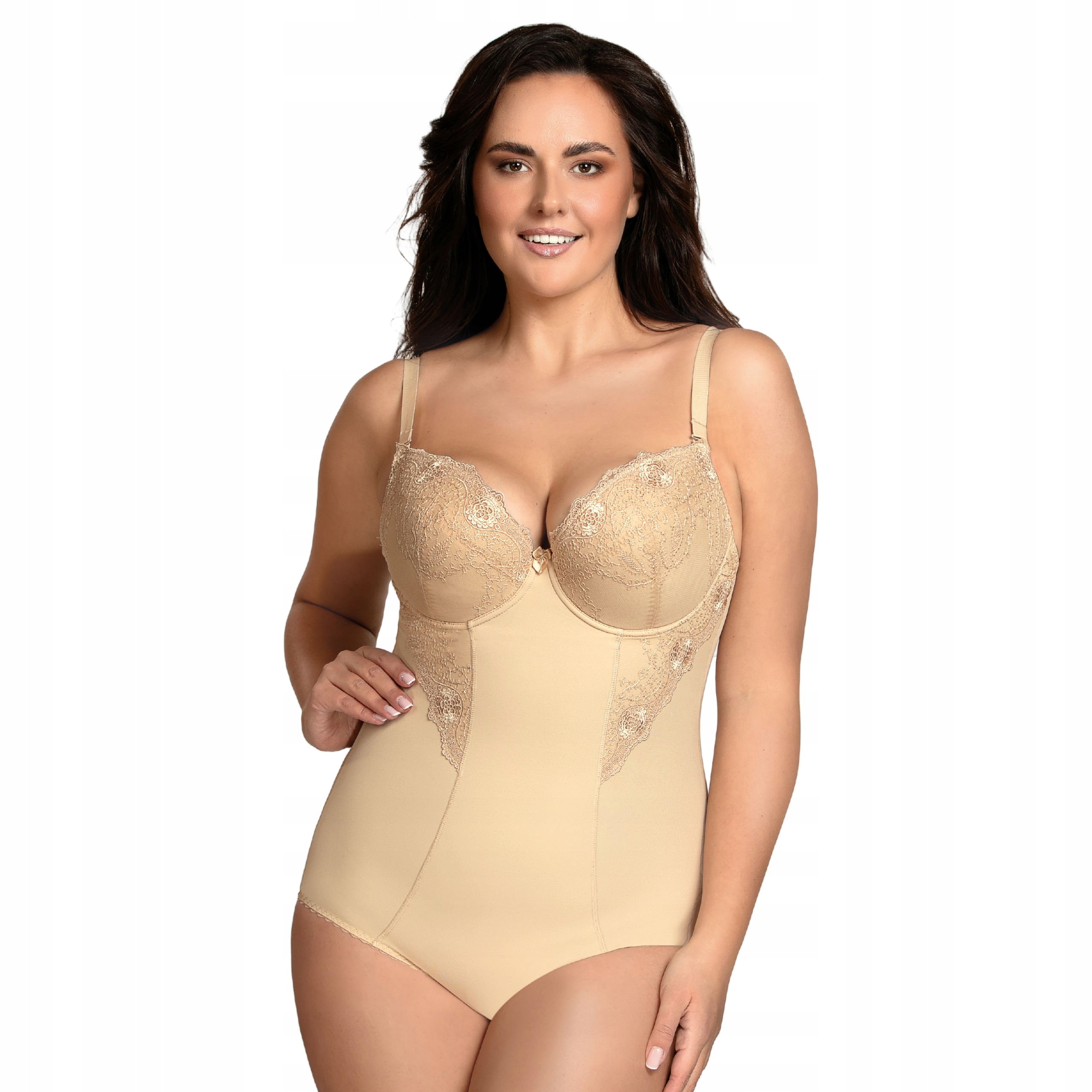 Vivisence 6001 béžová krajka Body zeštíhlující Body 75D
