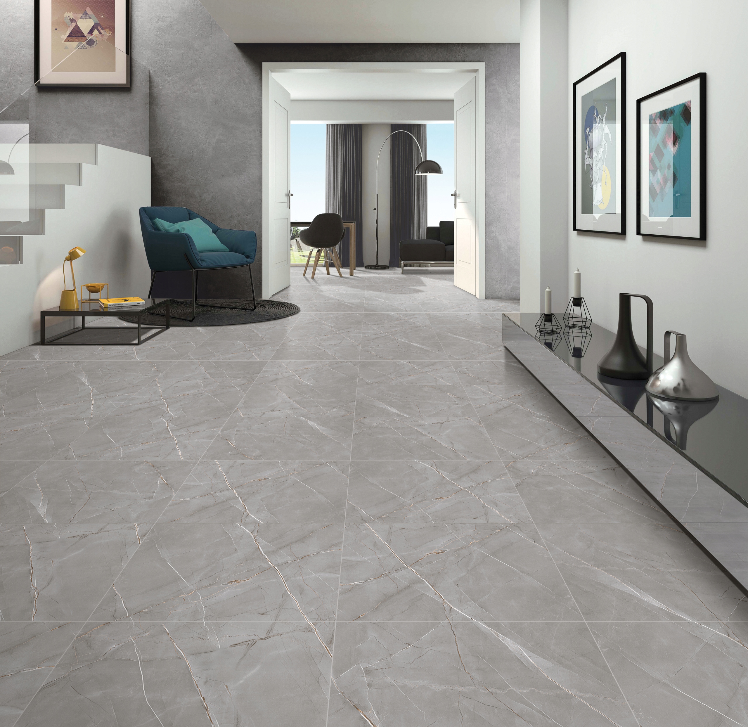 PŁYTKI PODŁOGOWE ŚCIENNE GRES PRIME VALENCIA GREY 60x60 CARVING / MAT Długość 60 cm