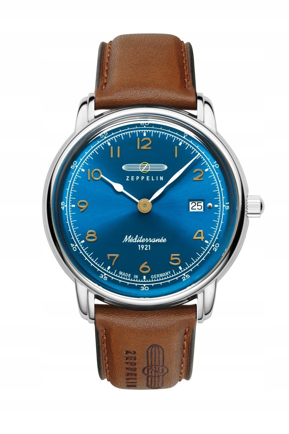 Pánské hodinky Zeppelin Mediterranee 96403, modrý ciferník, 40 mm, kůže