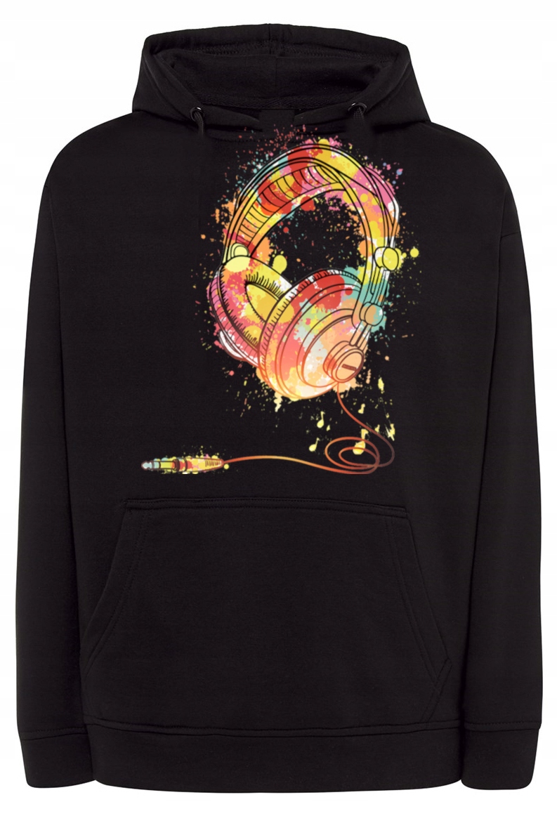 Pánská mikina s barevným potiskem Sluchátka Hudba r.XL