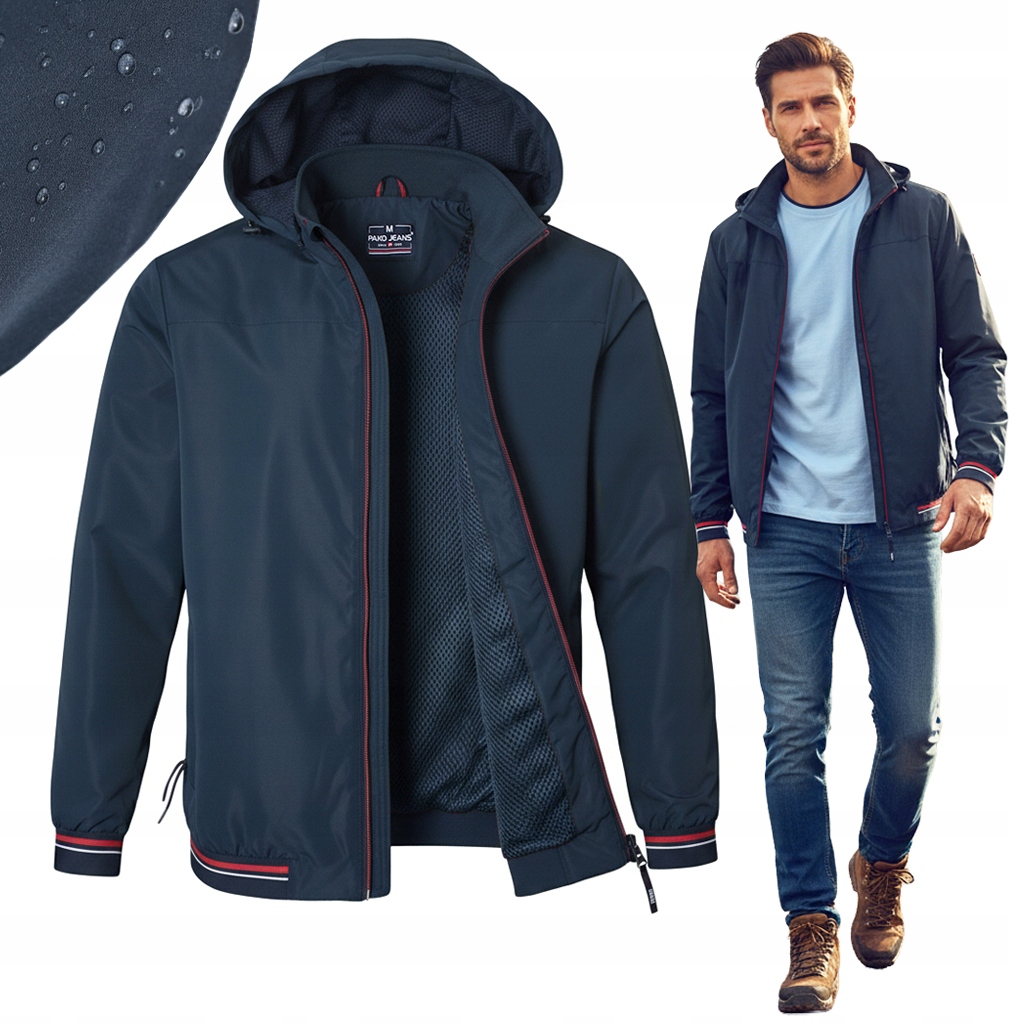 Pánská přechodová Voděodolná Bunda s kapucí Tmavě Modrá L Pako Jeans