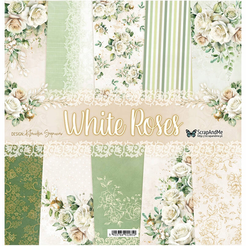 ZESTAW PAPIERÓW do scrapbookingu 30x30 - ScrapAndMe - White Roses