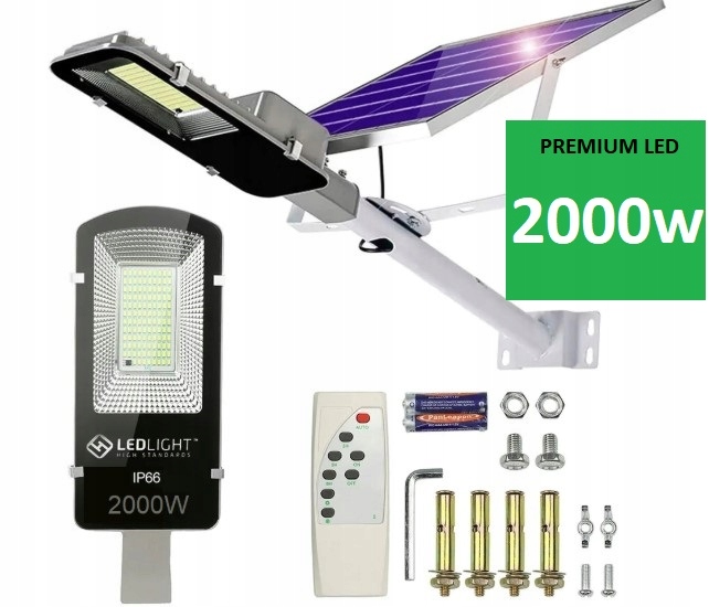 Latarnia Ogrodowa Lampa Solarna Na Słup Mocna 2000W Panel Uliczna 264led