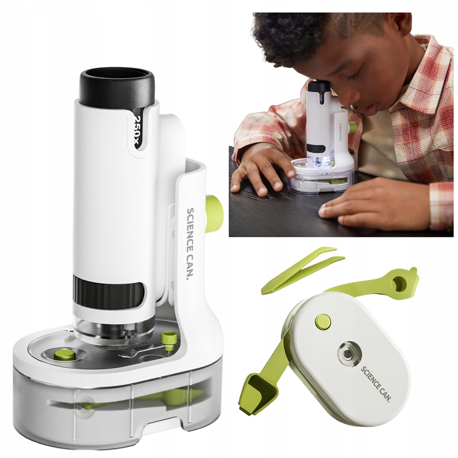 SCIENCE CAN Przenośny Kompaktowy Mikroskop Dla Dziecka Przybliżenie 250x