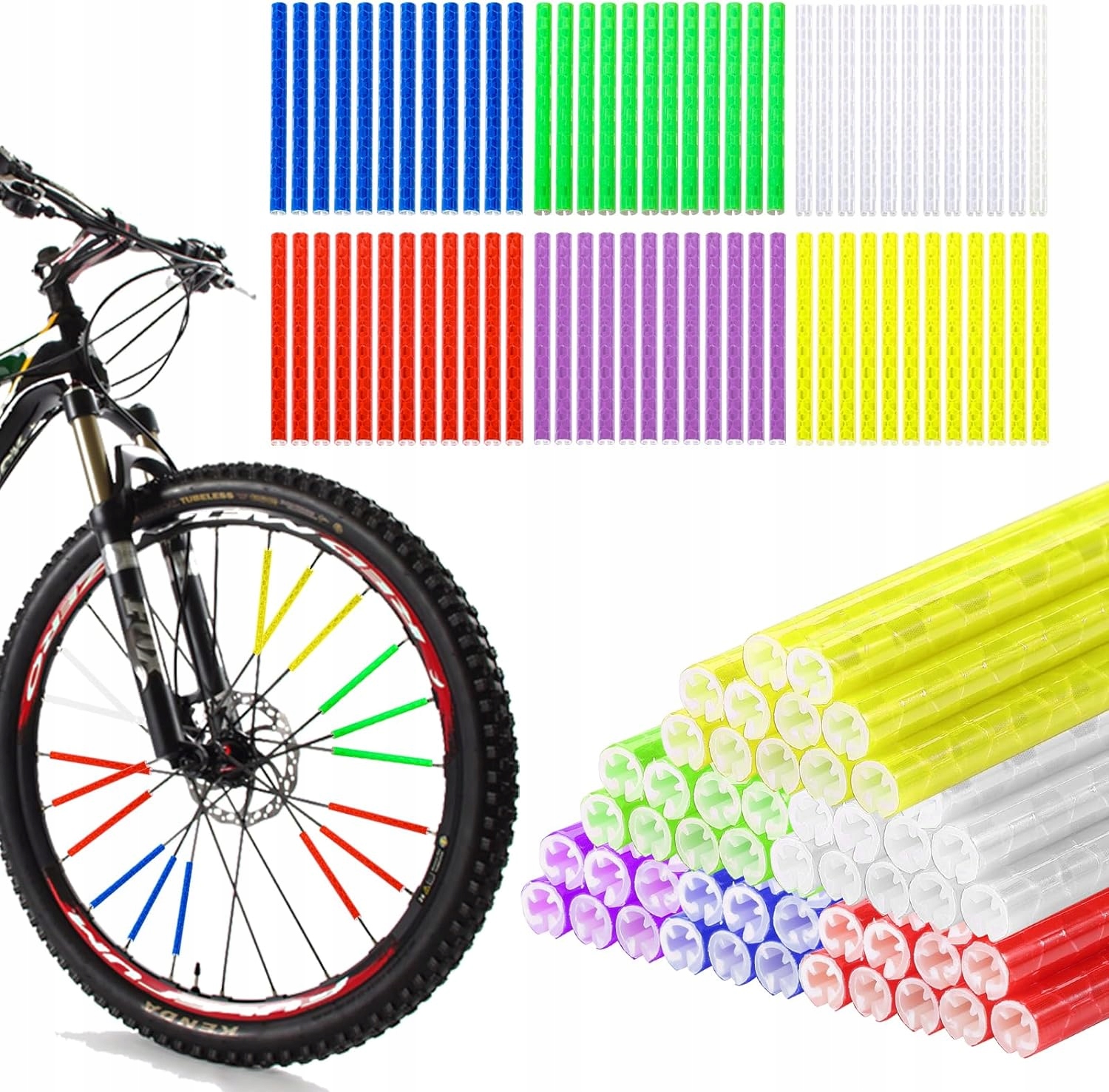 RURKI ODBLASKOWE NA SZPRYCHY ROWERU PASKI ODBLASKI PATYCZKI ZESTAW 36 SZT