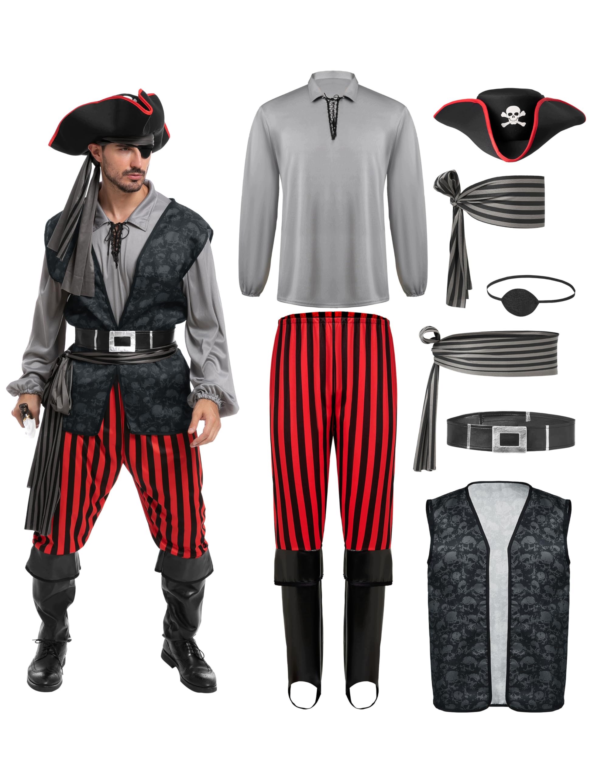 Halloweenský pirátský kostým pro muže, L