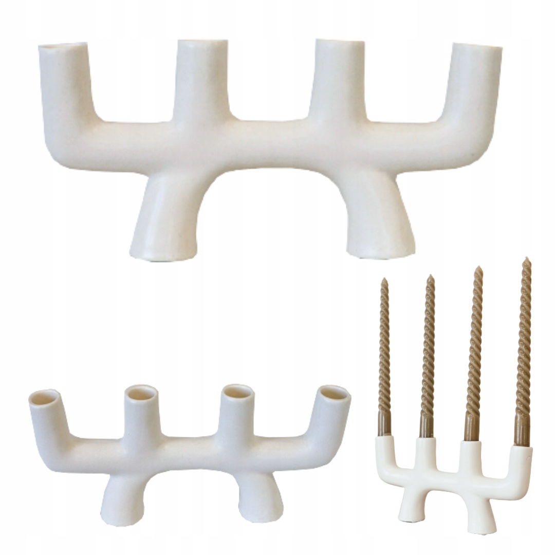 

Świecznik na 4 świece ceramiczny biały Natural