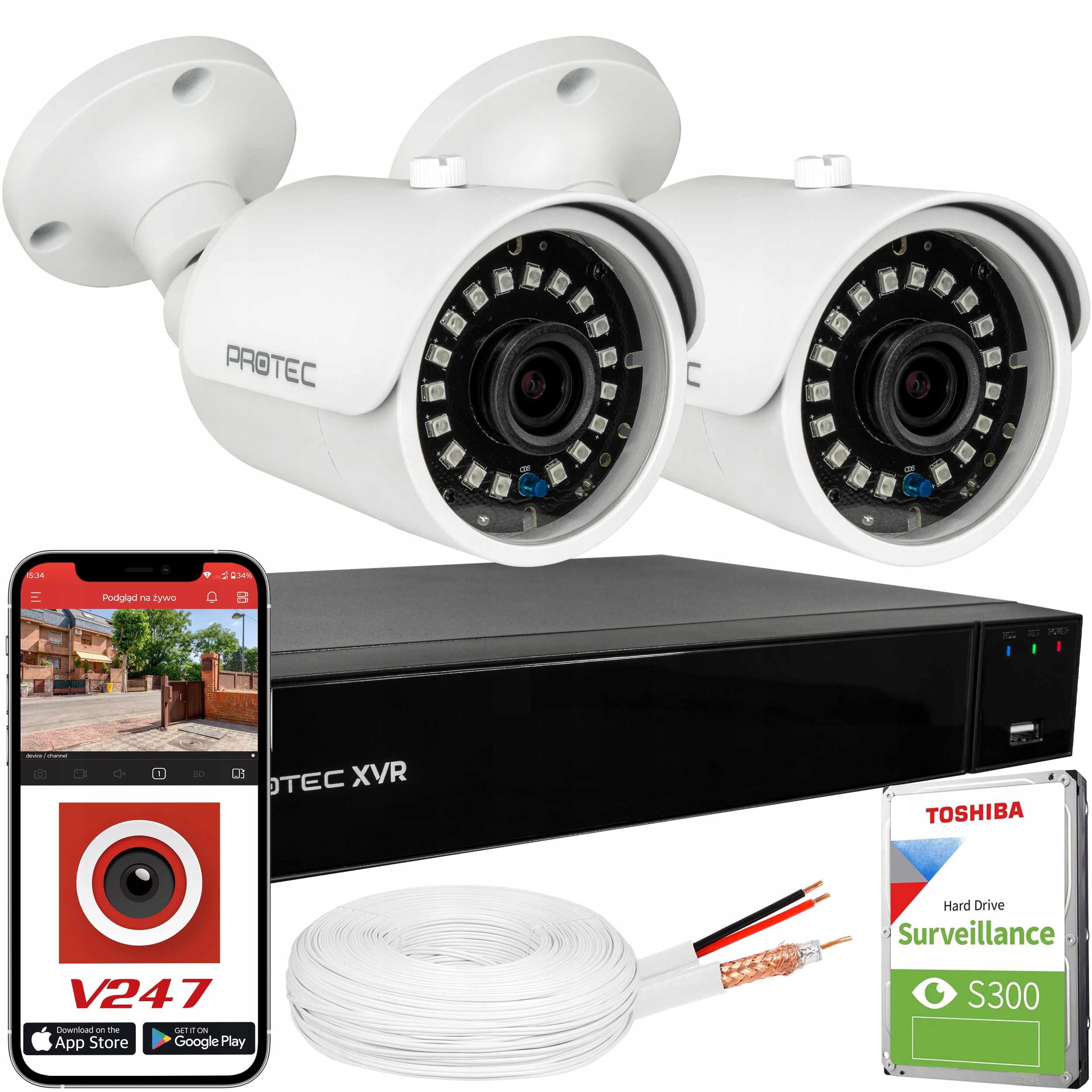 Sada Pro Monitorování 2 Kamer 4K 8MPX Bílé Venkovní Uhd 1TB