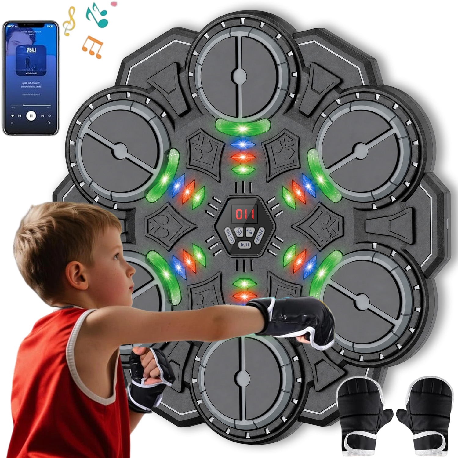 Music Boxing Machine Boxovací Trenažér 9 Režimů S Bluetooth Rukavicemi