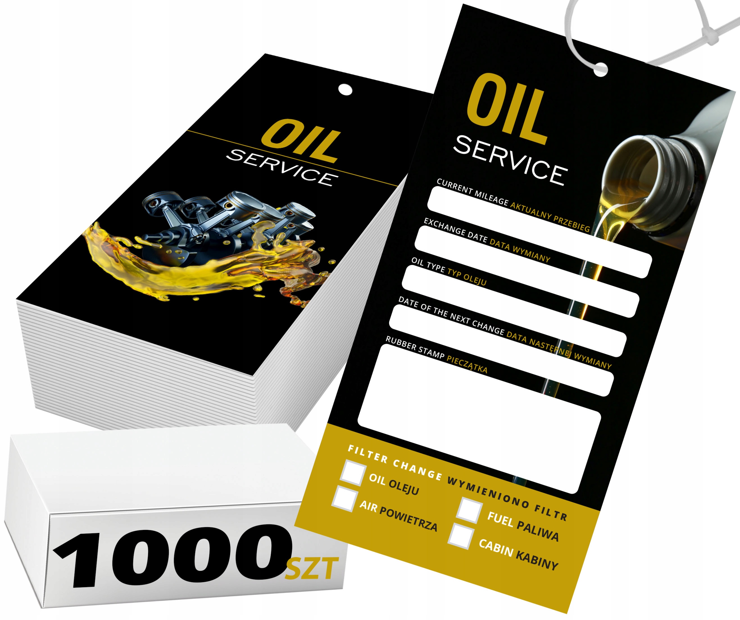 Servisné Prívesky kartička na výmenu oleja 1000x