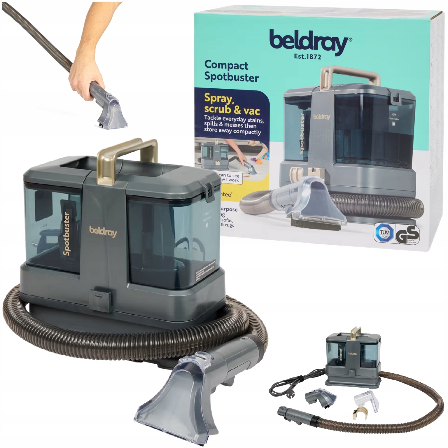 Odkurzacz Piorący Do Prania Dywanów Tapicerki Plam 3W1 Beldray Mocny 330W