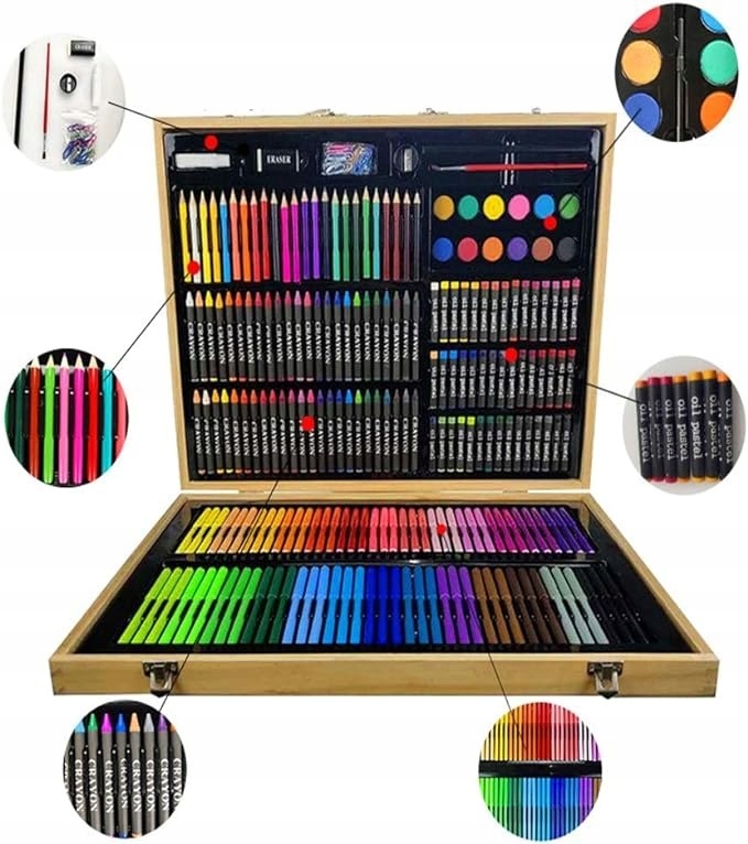 Zestaw Do Malowania Rysowania Dla Dzieci KREDKI Walizka - 250 elementów Płeć chłopcy dziewczynki