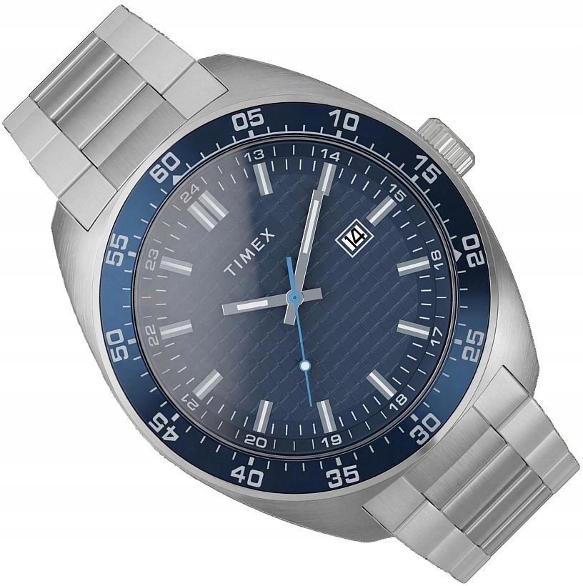 Elegantní Pánské Hodinky S Datumovkou Timex TW2Y88900 Modrý Ciferník 45 mm