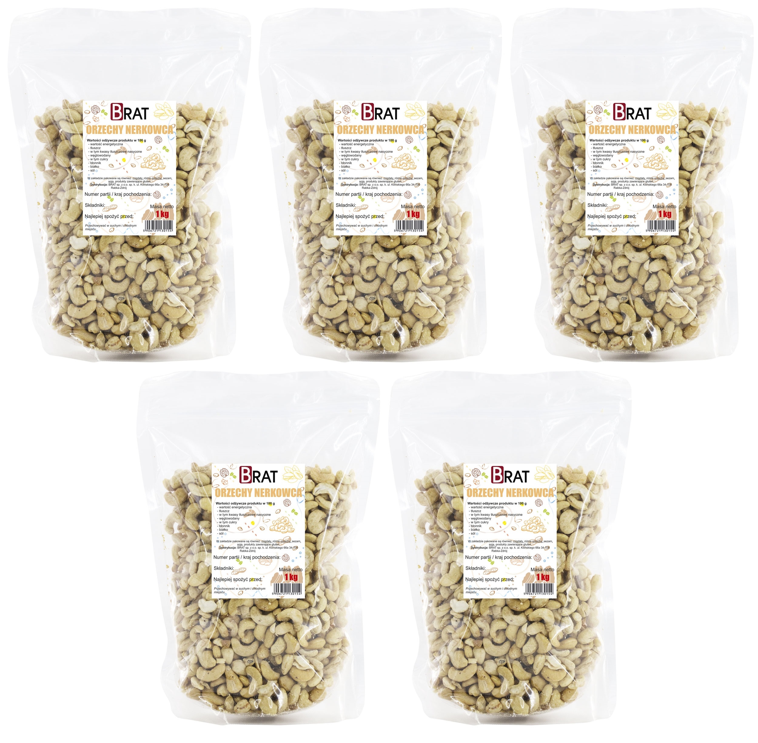 Orzechy Nerkowca 5kg Całe nerkowce