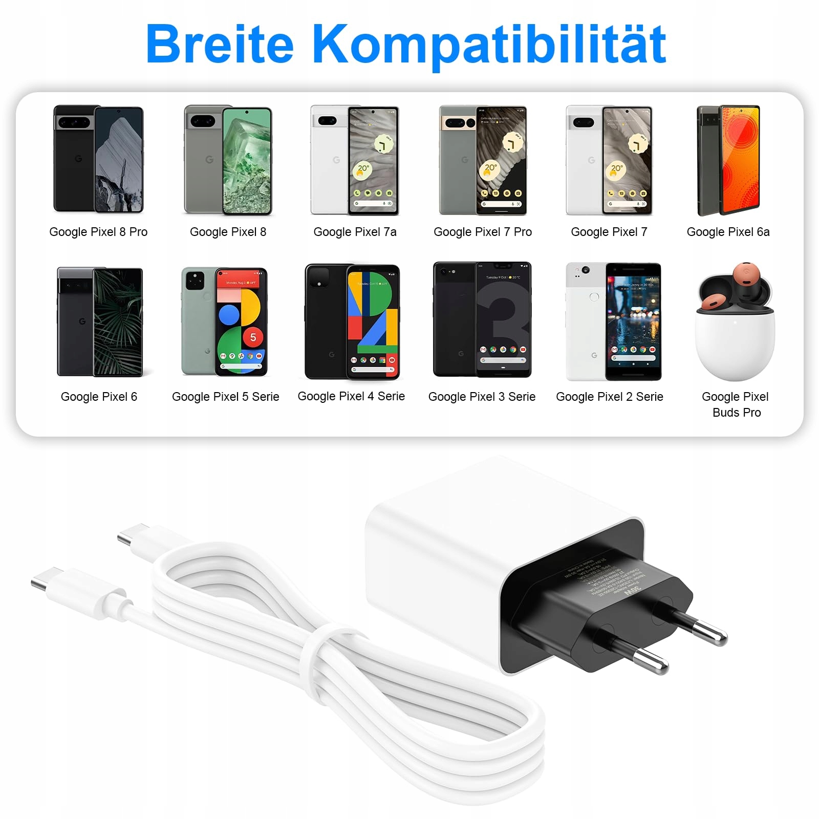 Ładowarka USB C 30 W do Google Pixel 9/9 Pro XL/ 9 Pro / 9 Pro Fold / 8 — miniatura 7