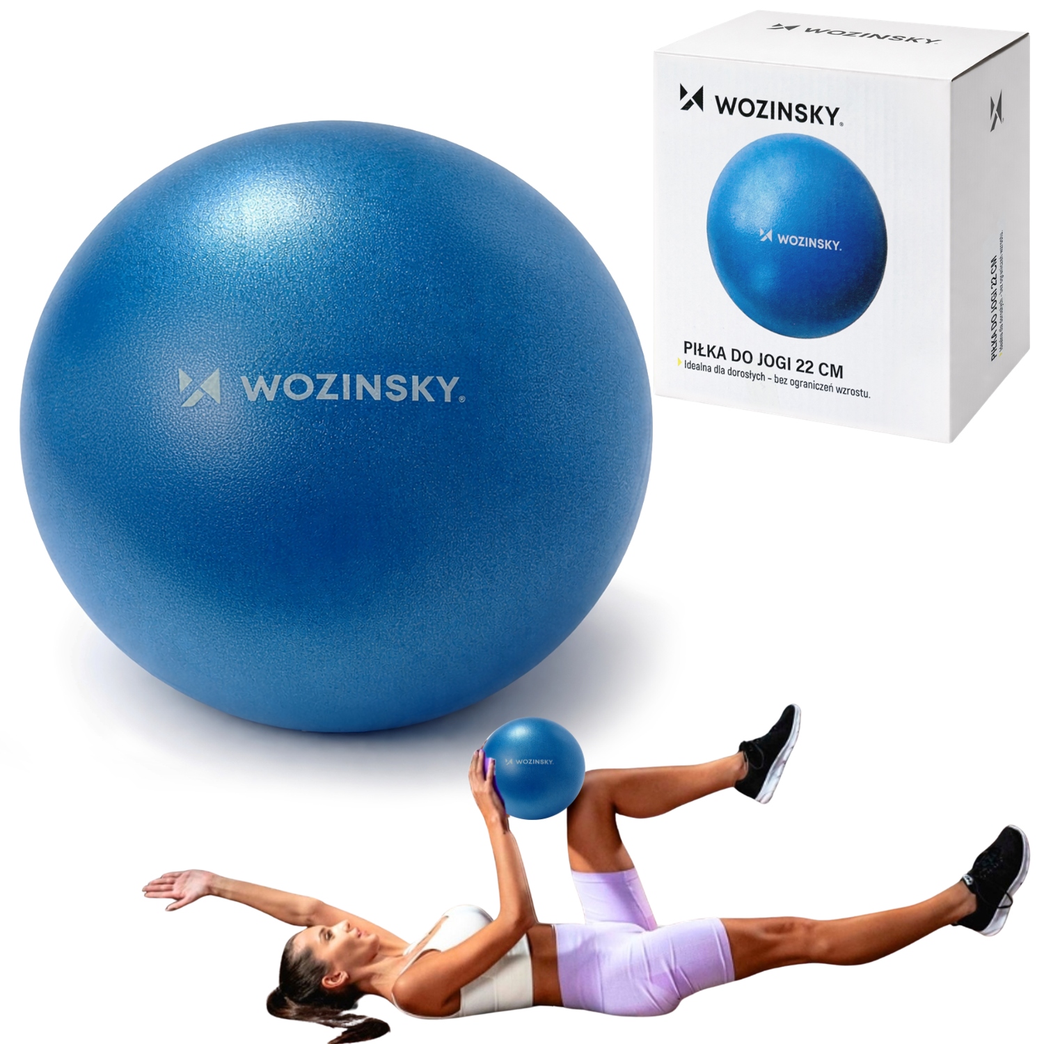 Mała Piłka Gimnastyczna Do Pilatesu 22 cm Pompowana Joga Fitness Niebieska