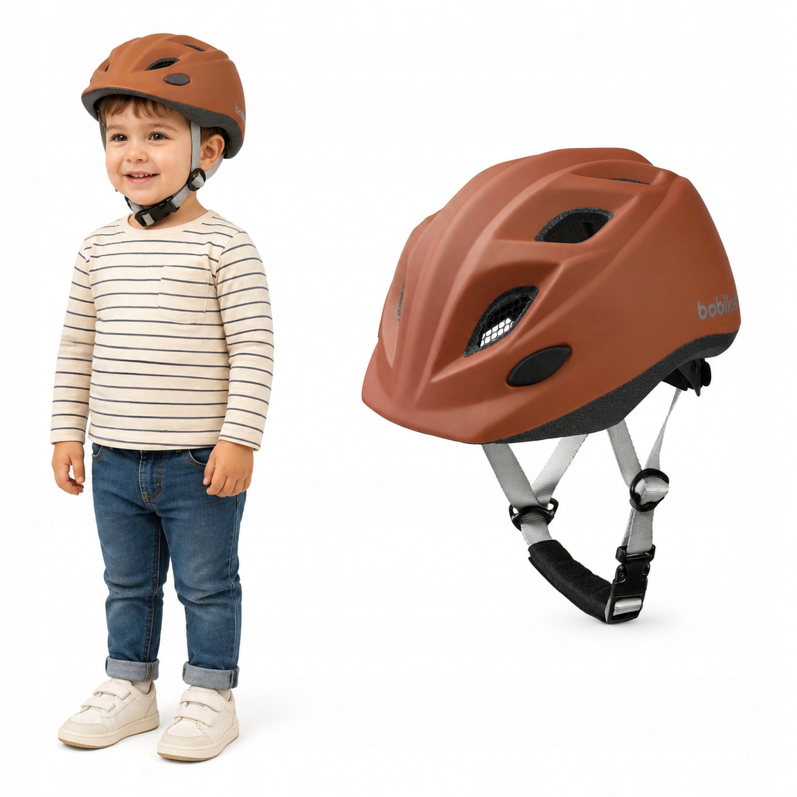 Kask rowerowy ochronny dla dzieci Xs 48-52cm in-mold Chocolate Brown Bobike