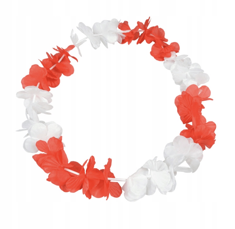 NASZYJNIK HAWAJSKI biało czerwony POLSKA dla kibica