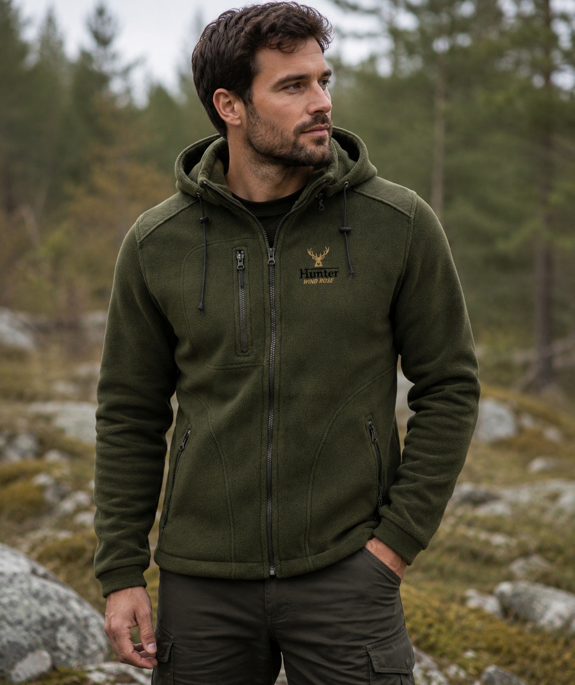 Fleecová Mikina Pánský Lovecký Na Lov Do Lesa Vysoká Kvalita! Khaki/green- XL