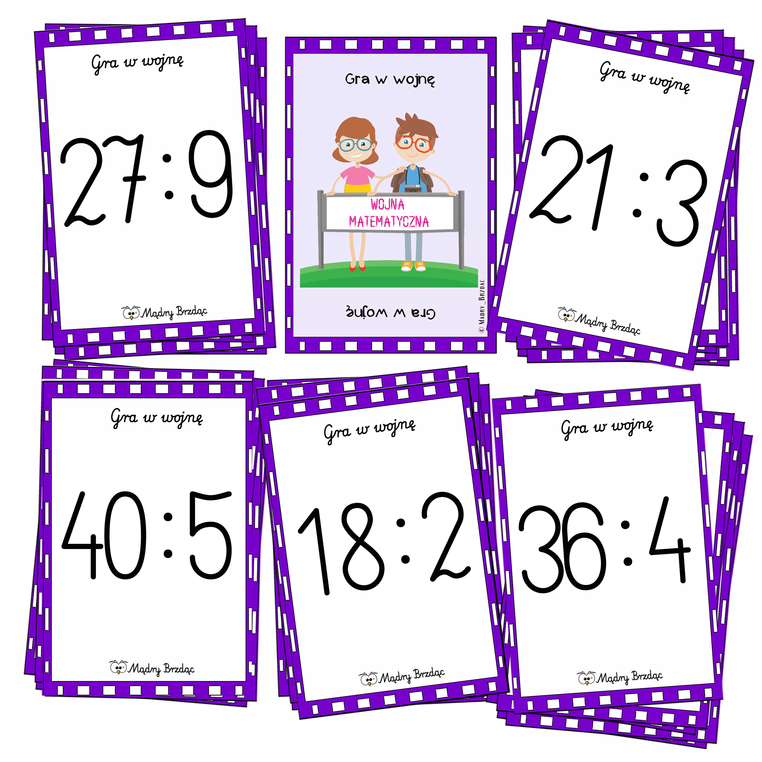WOJNA MATEMATYCZNA * karty * DZIELENIE 1-100
