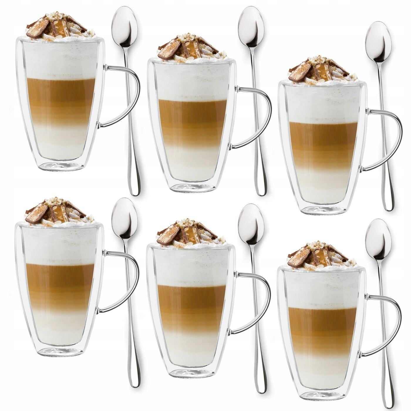 

Szklanki Termiczne Latte podwójne dno 6+6 łyżeczek