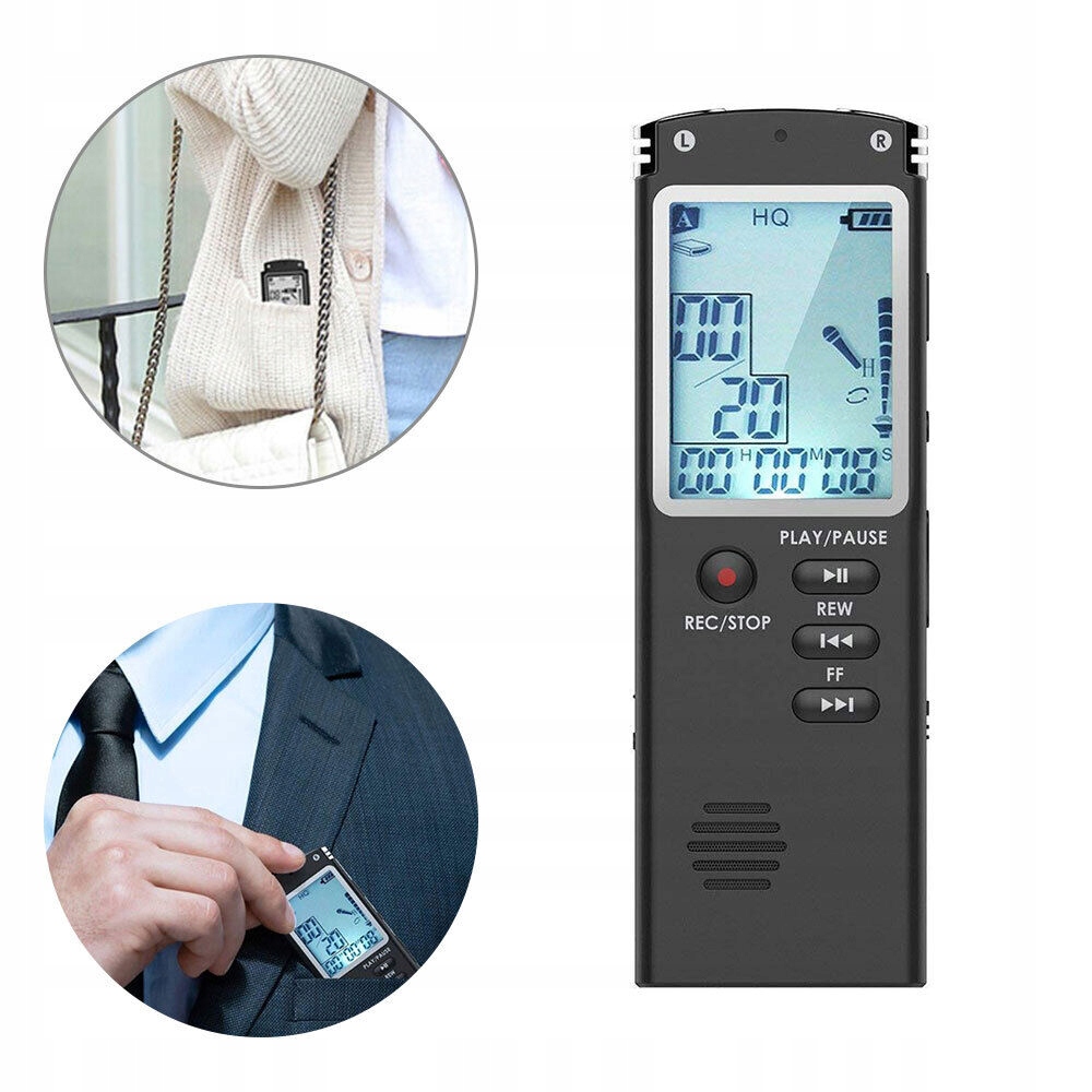 VOICE RECORDER USB PROFESSIONAL 15 HOURS FOR VOICE RECORD 16GB RECHARGEABLE Zasilanie akumulatorowe