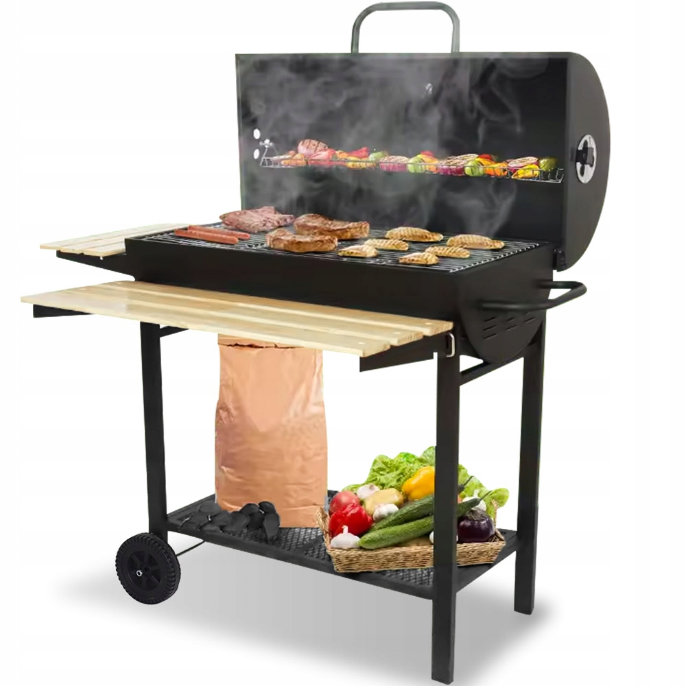 GRILL WĘGLOWY OGRODOWY Z POKRYWĄ ZAMYKANY STOŁOWY PRZENOŚNY BECZKA BBQ EAN (GTIN) 5903933556277