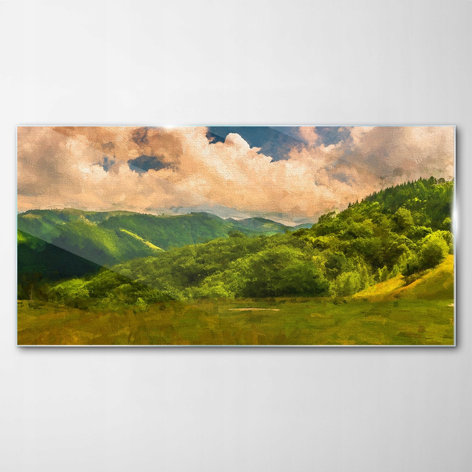 Tvrdený sklenený obraz Hory Krajina Les 120x60