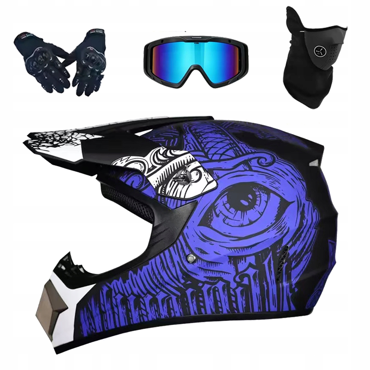Helma Na Elektrickou Koloběžku Cross Enduro Quad Bmx Helma Brýle Rukavice S