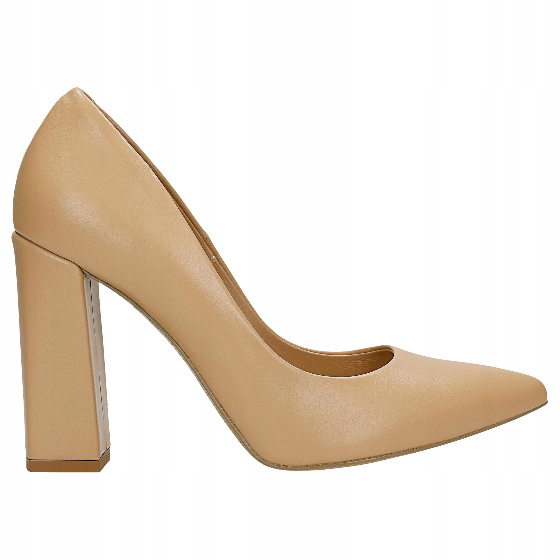 Béžové kožené lodičky na vysokém podpatku vel. 36