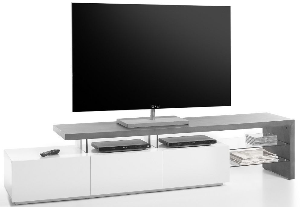 Szafka RTV MDF lakier biały mat blat beton Amigo Marka SFM